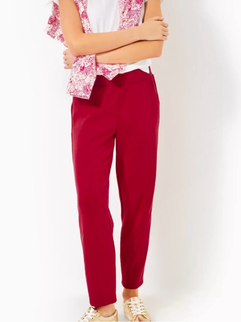 Lilly Pulitzer Straight-Leg Pants in deep red